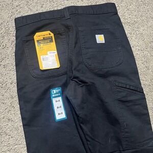 Carhartt Relaxed Fit Black Canvas Workwear Pants Button Closure Pockets 30x32
